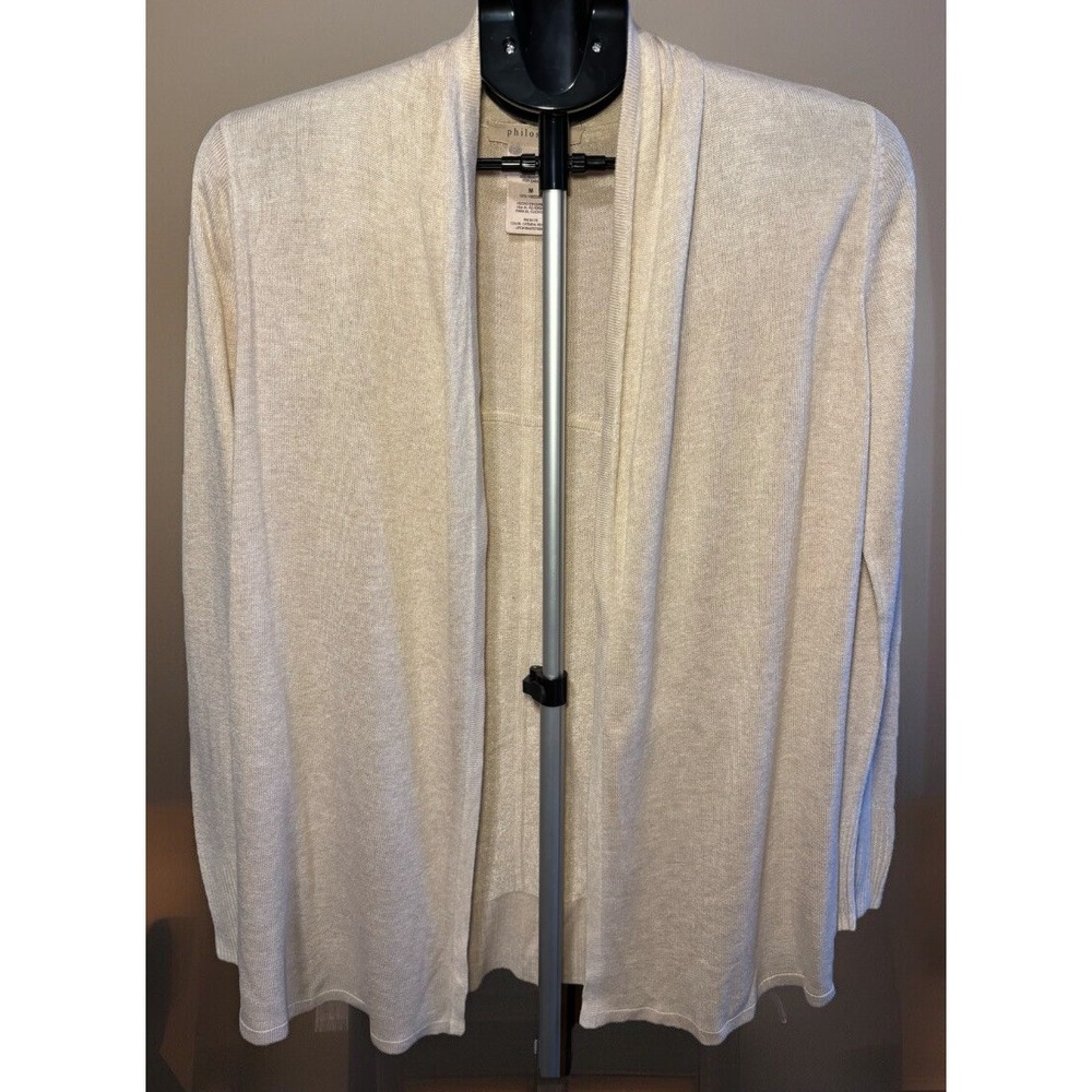 Philosophy Womens M Heather Beige Open Front Cardigan Long Sleeve‎ Lightweight